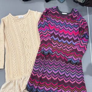Hanna Andersson Cream and Multicolor Knit Dresses